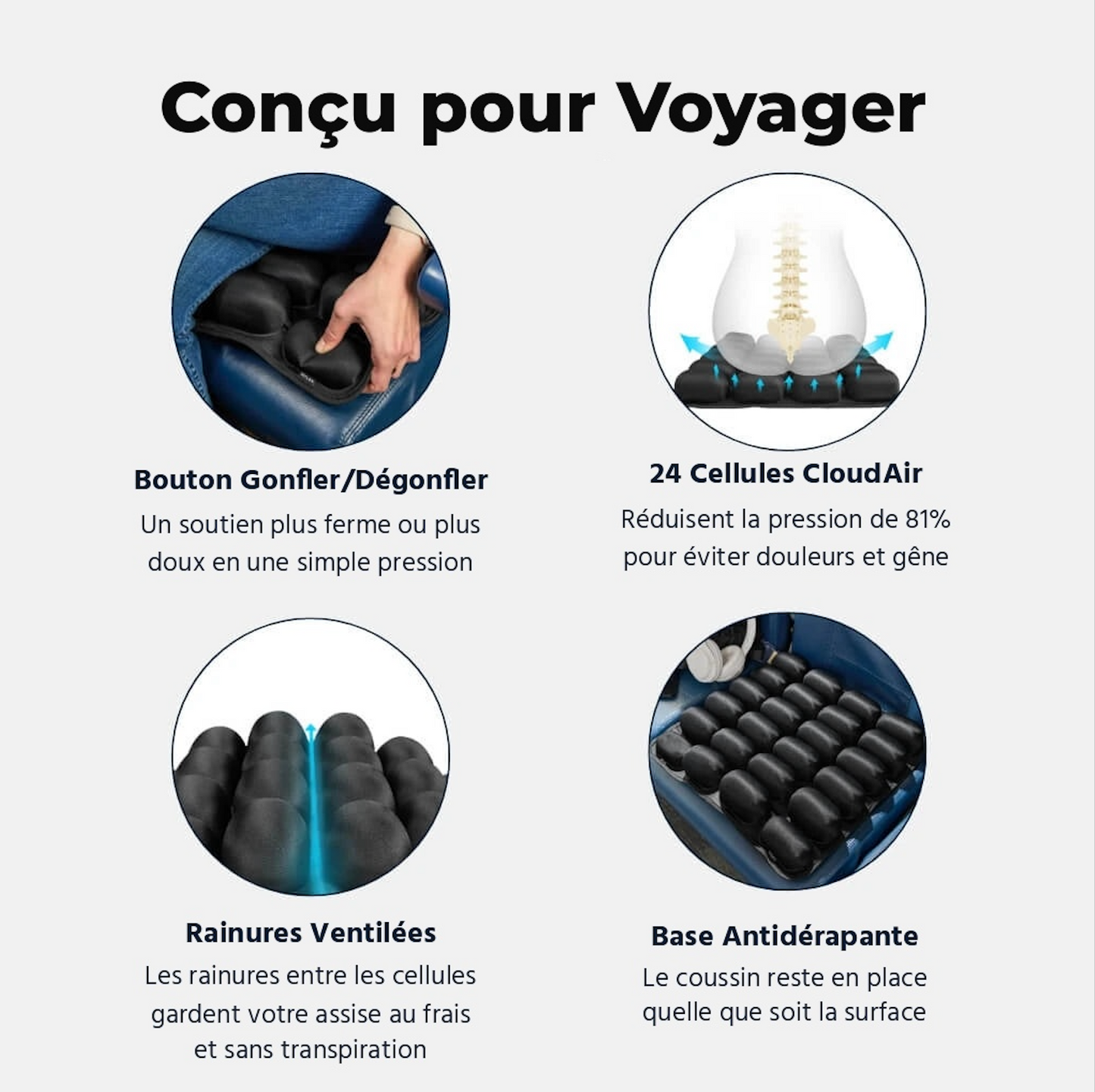 Coussin de Voyage Aironest — Confort Anti-Douleur